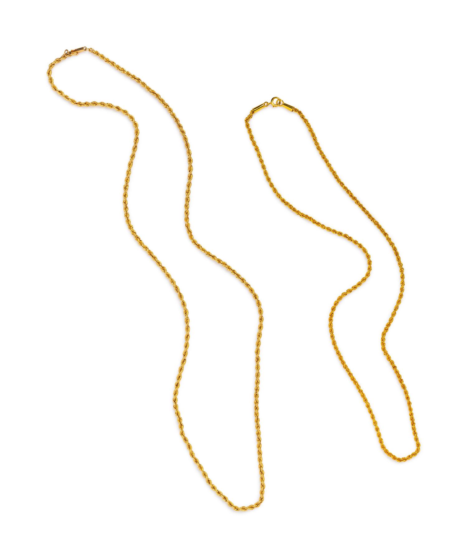 A Collection of 14 Karat Yellow Gold Chains,