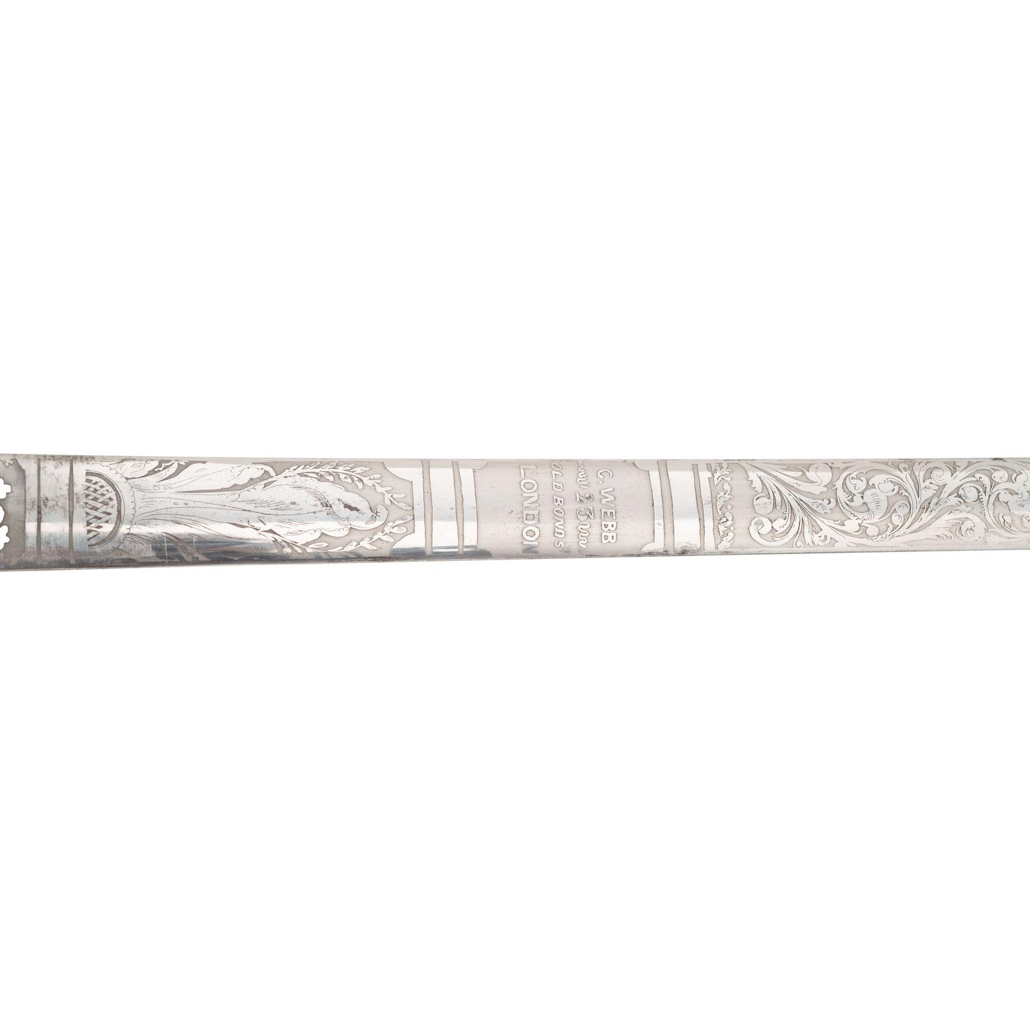 Fine Victorian Gilt Hilt & Etched Blade Court Sword by Charles Webb