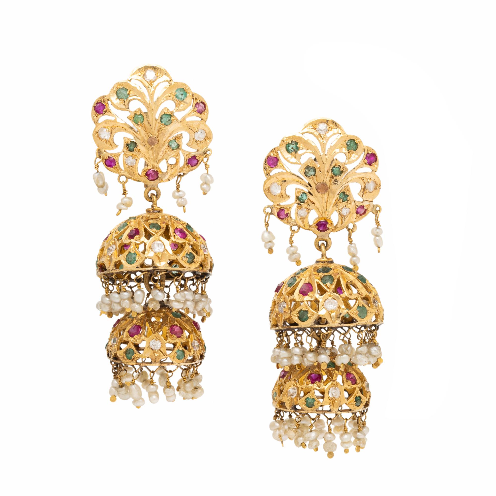 Yellow Gold Jhumka Earrings