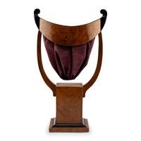 A Biedermeier Burl Walnut and Part-Ebonized Urn-Form Sewing Basket