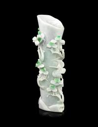 An Apple Green and Lavender Jadeite Vase