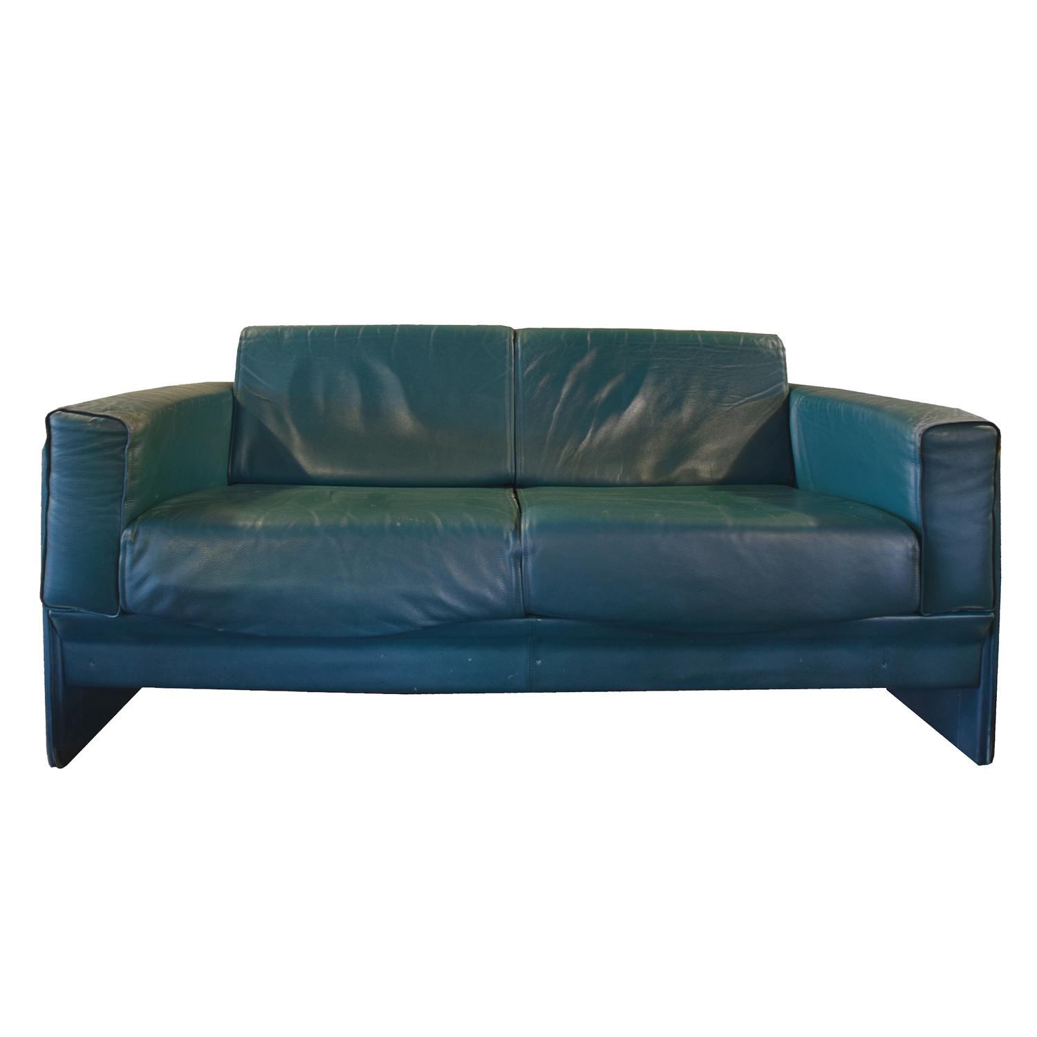 A Pair of Mid-Century Leather Sofas, from the Milan Airport 61" W x 35" D x 30" H — Italy, Mid-20th Century
