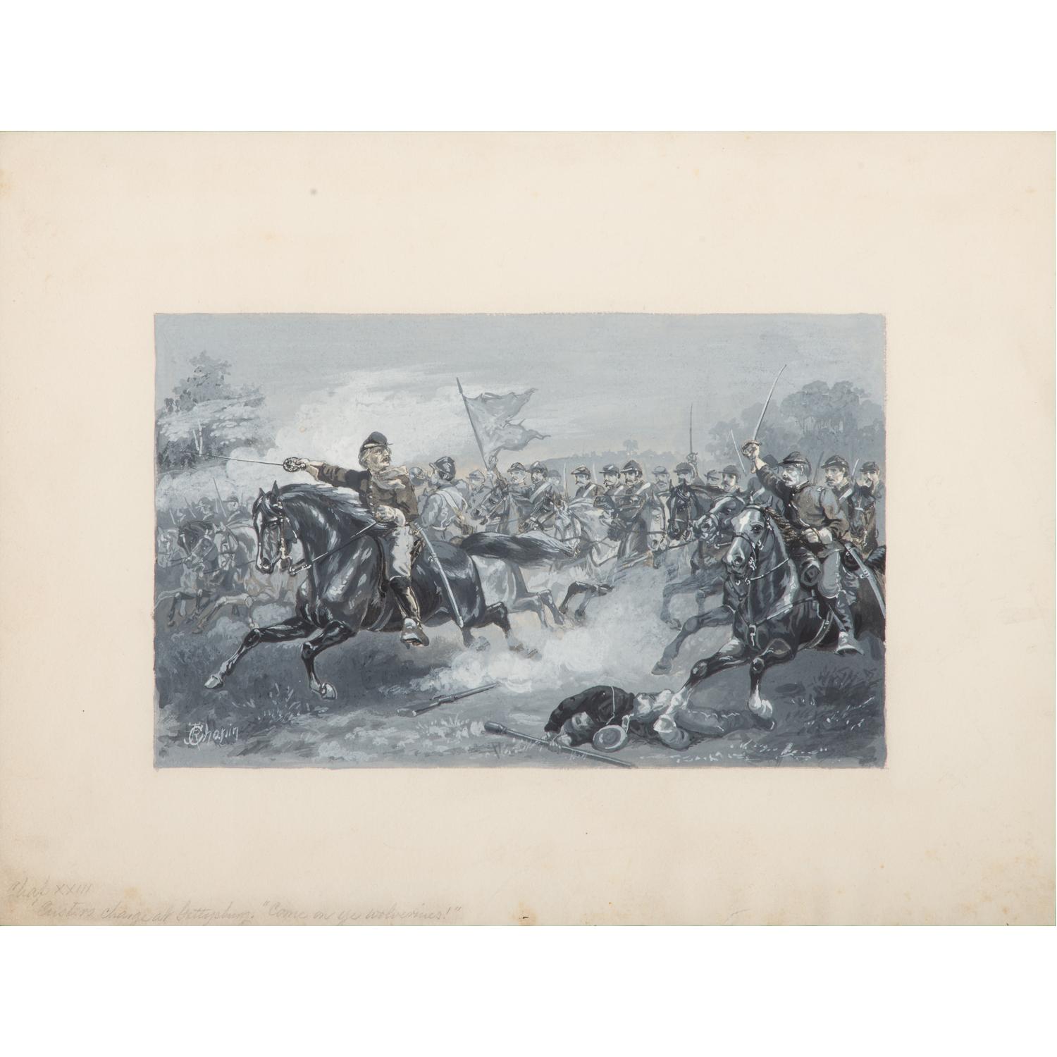 John R. Chapin, Gouache Depicting Custer's Charge at Gettysburg