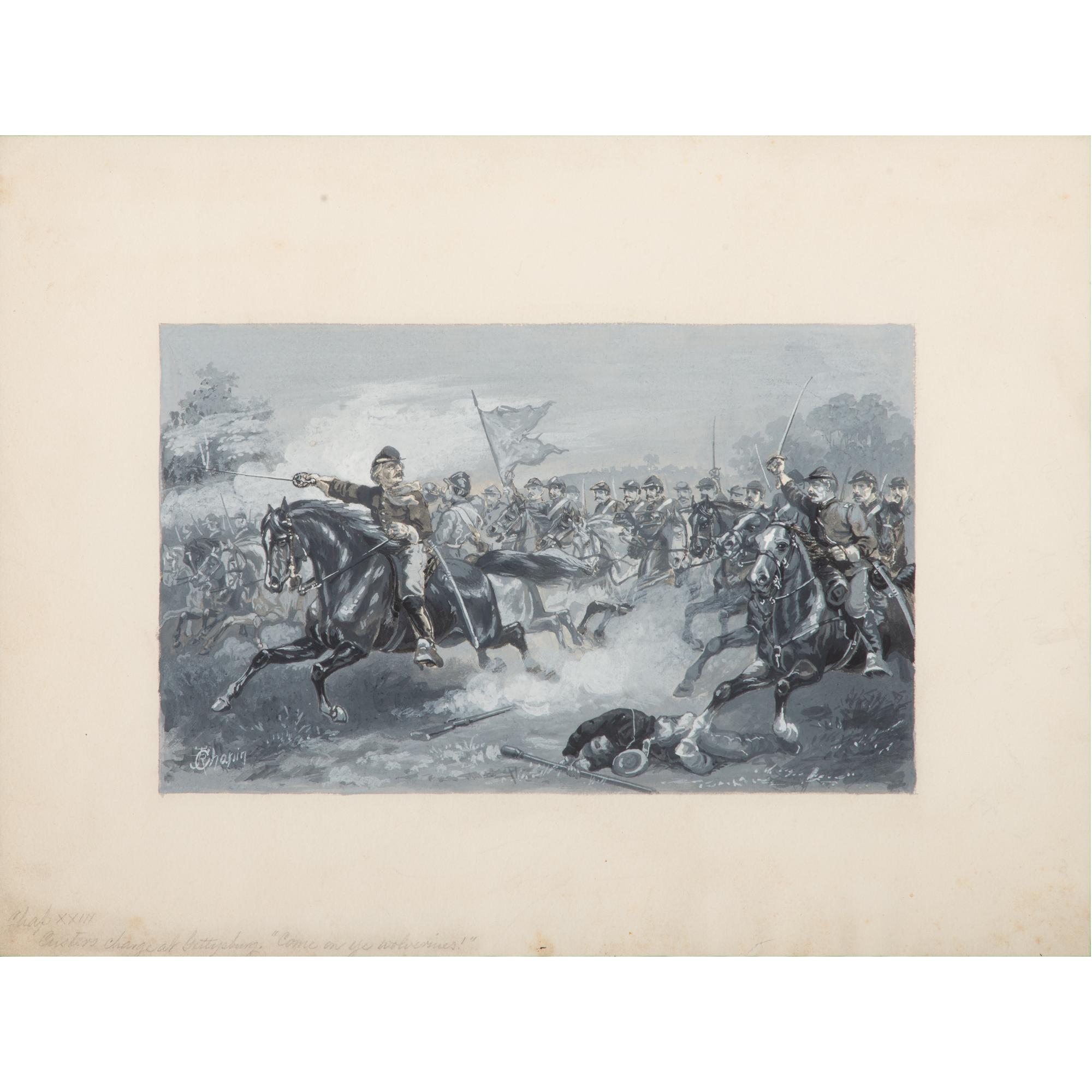 John R. Chapin, Gouache Depicting Custer's Charge at Gettysburg