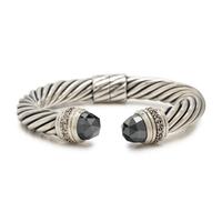 DAVID YURMAN, STERLING SILVER, HEMATITE AND DIAMOND 'CABLE CLASSIC' CUFF BRACELET