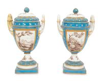 A Pair of S è vres Style Porcelain Covered Urns