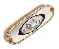 An Austrian Abalone, Enamel and Hardstone Inset Silver Eight-Piece Dresser Set