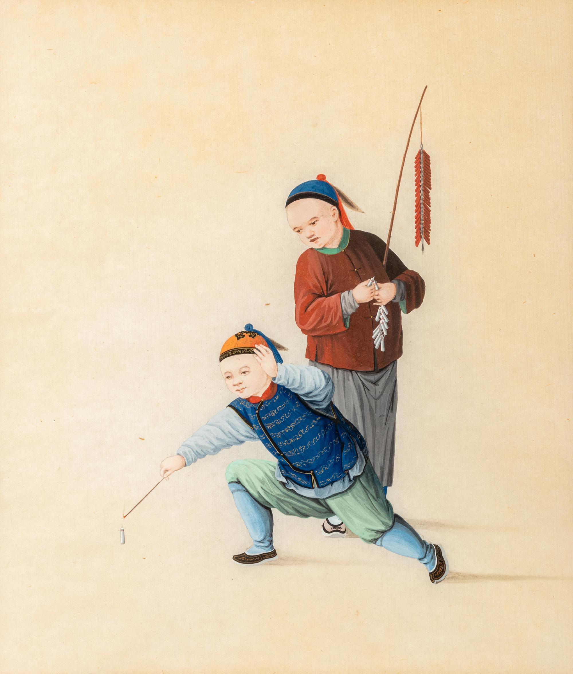 A Group of Six Chinese Export Pith Paintings