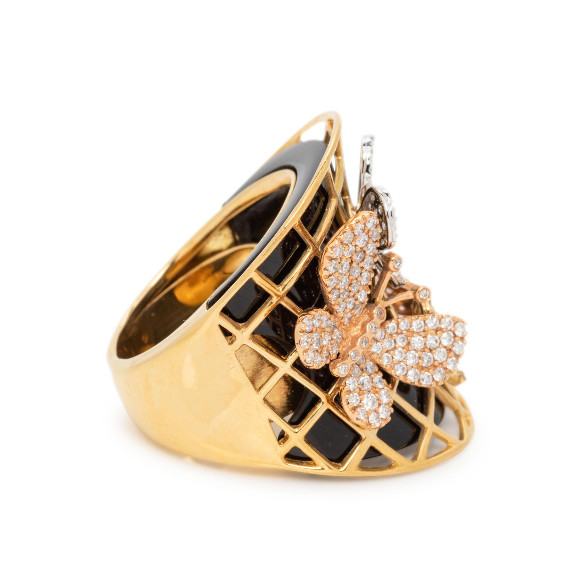 DIAMOND AND ONYX BUTTERFLY RING