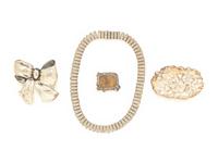 FOUR PIECES OF STERLING SILVER JEWELRY, INCLUDING THREE BROOCHES AND A NECKLACE