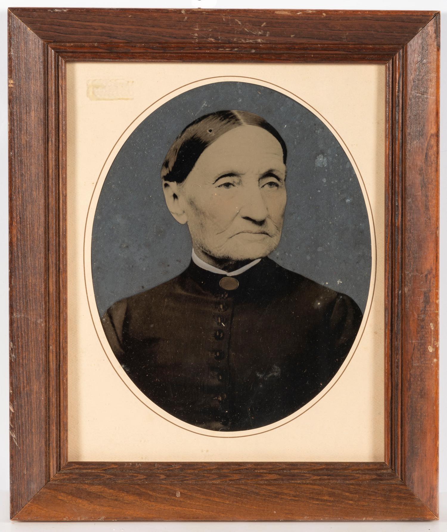 [EARLY PHOTOGRAPHY - PORTRAITURE]. A group of 10 folk art hand-painted tintypes of individual men, women, and couples, including: