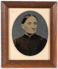 [EARLY PHOTOGRAPHY - PORTRAITURE]. A group of 10 folk art hand-painted tintypes of individual men, women, and couples, including: