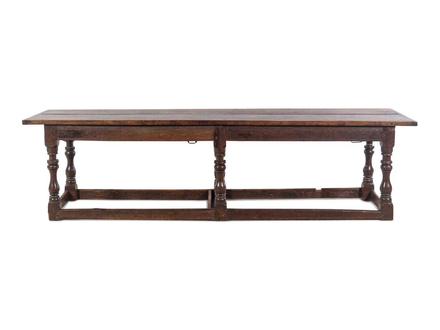 An English Baroque Oak Refectory Table