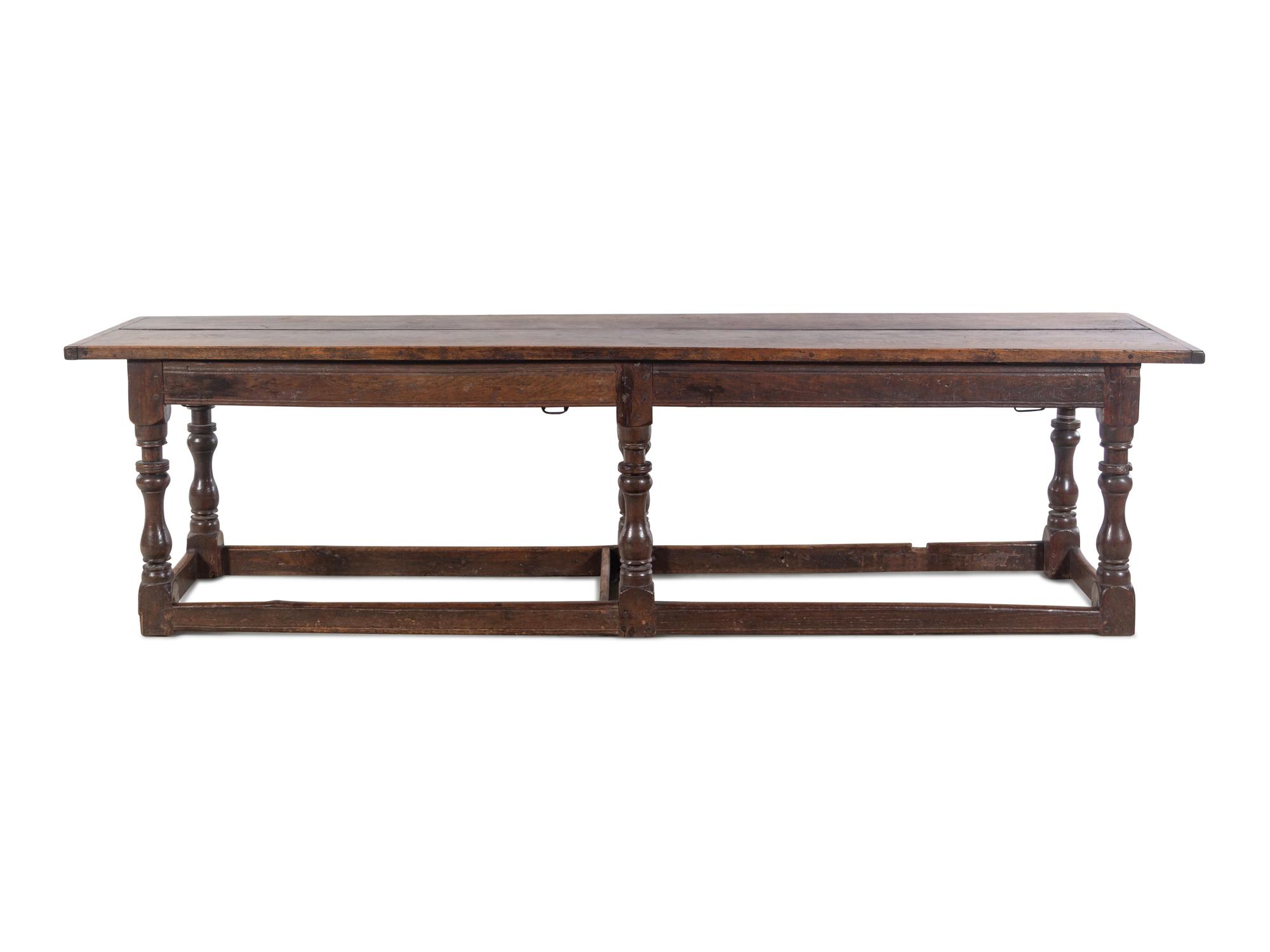An English Baroque Oak Refectory Table