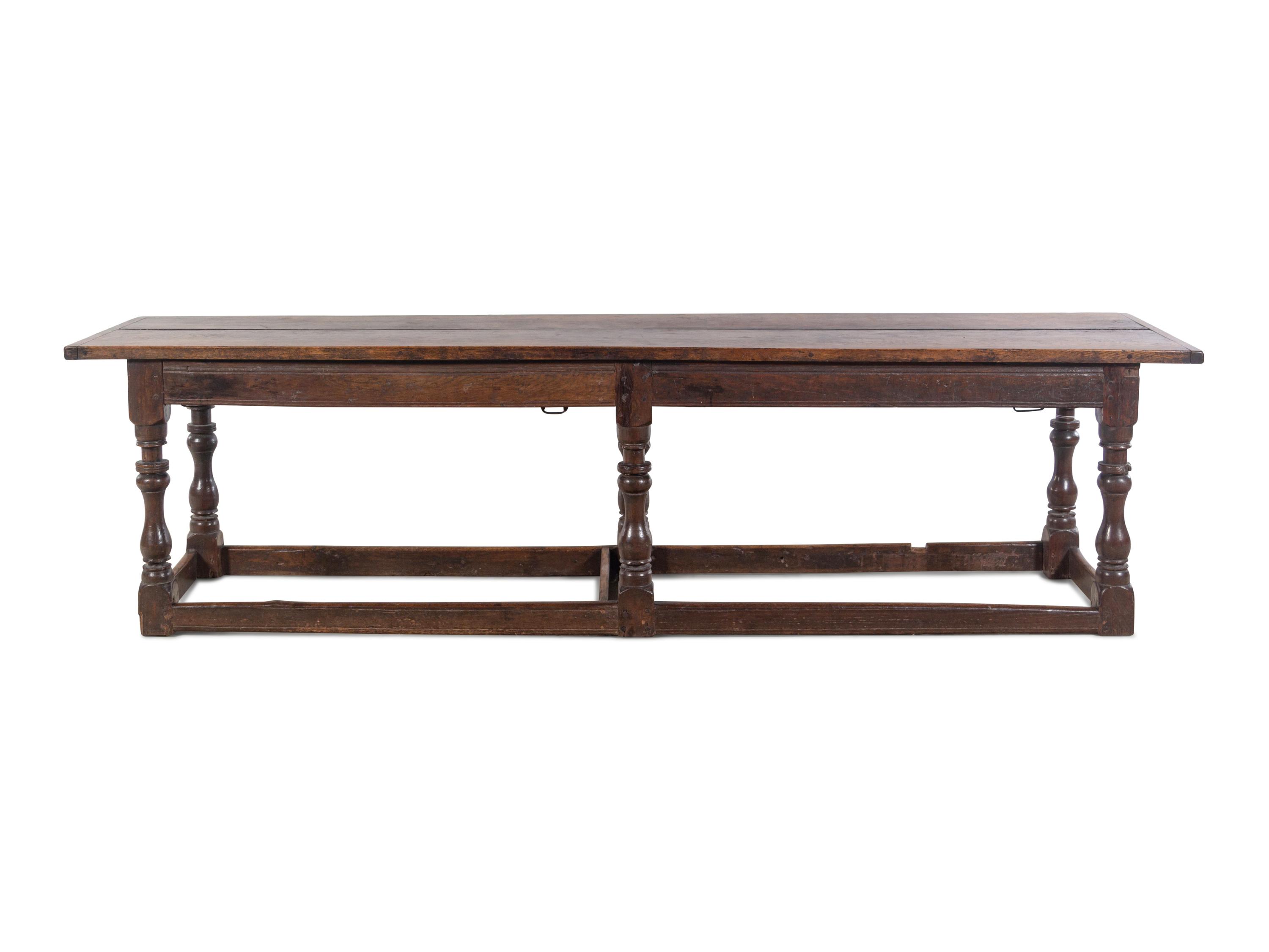 An English Baroque Oak Refectory Table
