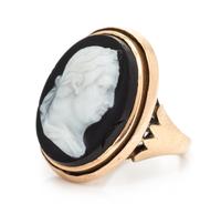 An Antique Rose Gold and Sardonyx Cameo Ring, 6.00 dwts.