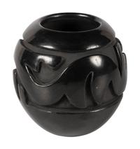 Deeply Carved Blackware Pottery Jar, with Avanyu