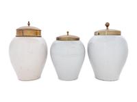 Three Delft Blue and White Tobacco Jars