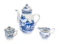 A Canton Blue and White Porcelain Coffee Service