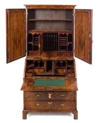A Queen Anne Walnut Secretary Bookcase Height 84 x width 41 x depth 23 inches. — 18TH CENTURY