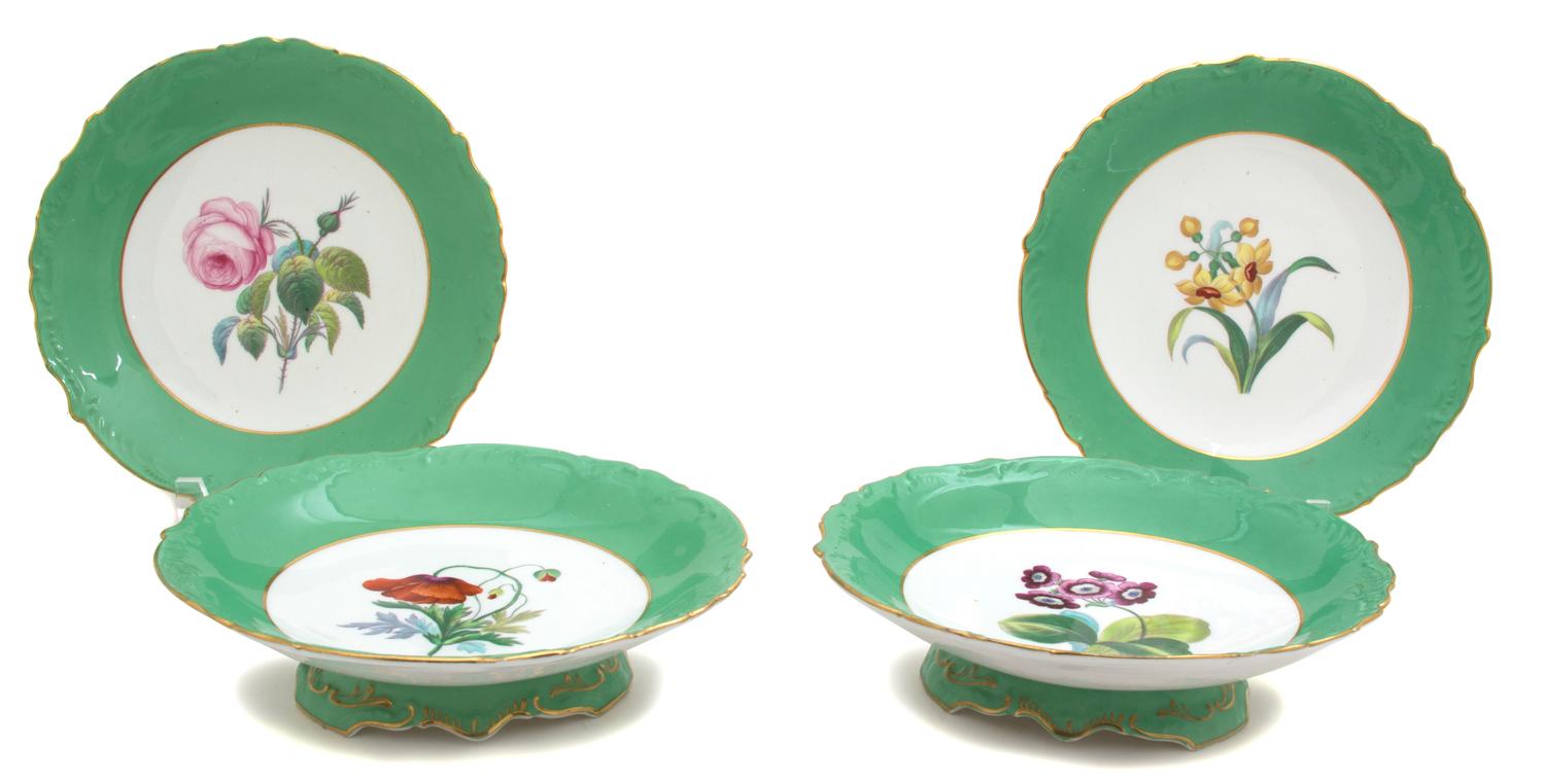 A Group of Four English Porcelain Cabinet Plates — 20TH CENTURY