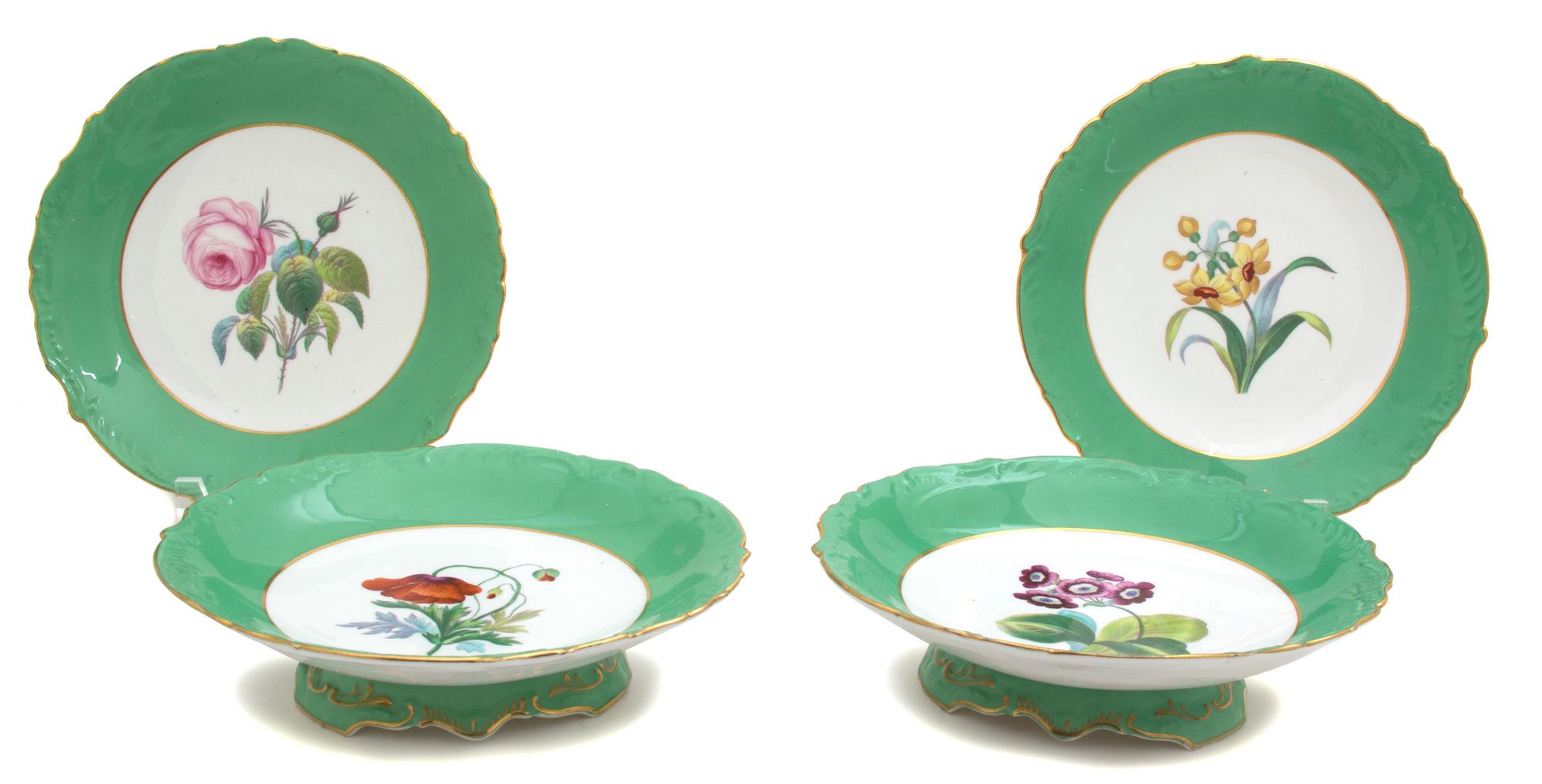 A Group of Four English Porcelain Cabinet Plates — 20TH CENTURY