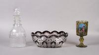 A Continental Enameled Glass Goblet, Height of first approximately 6 inches.