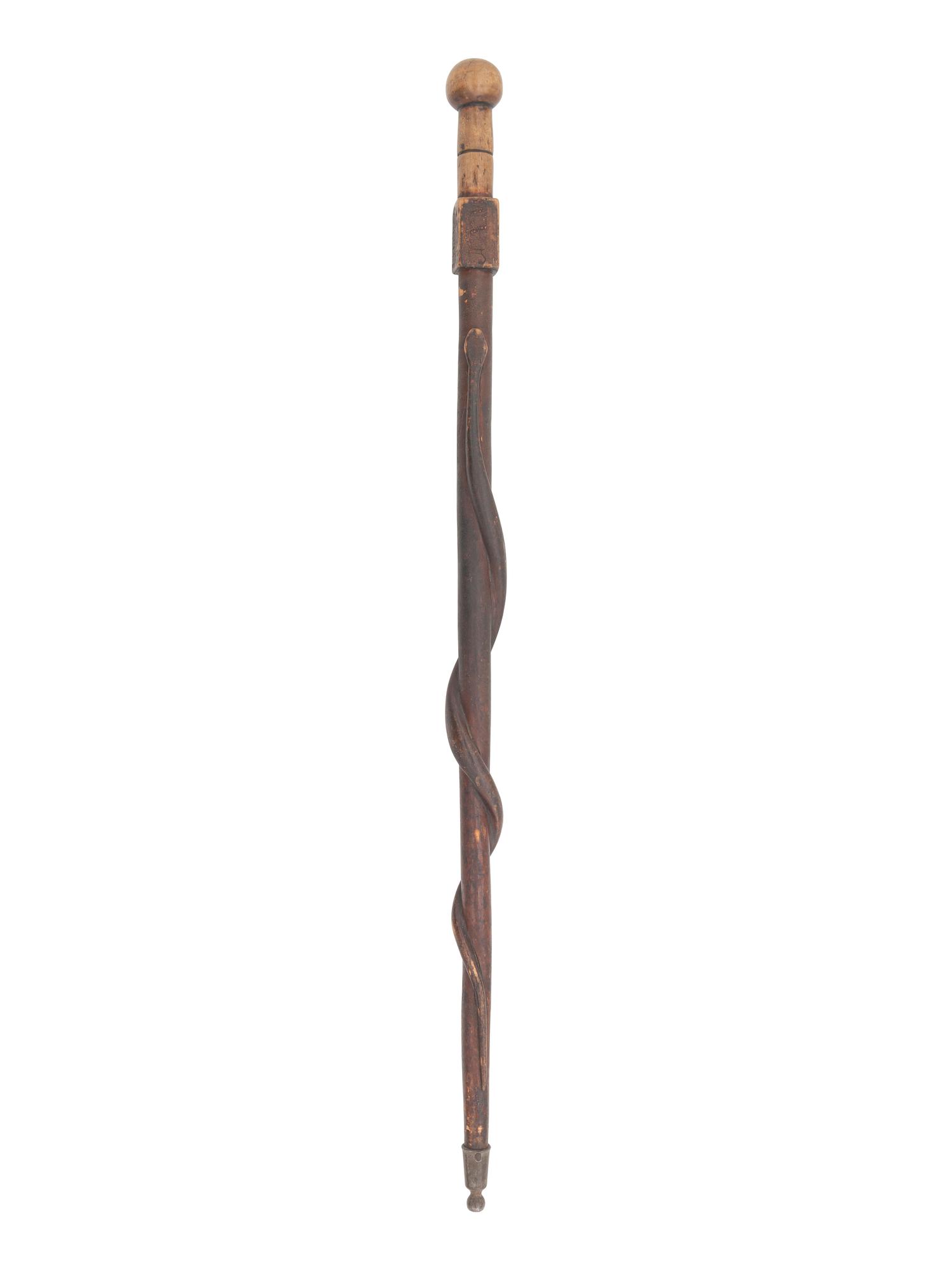 [CIVIL WAR]. Camp Chase, Ohio, folk art carved walking stick.
