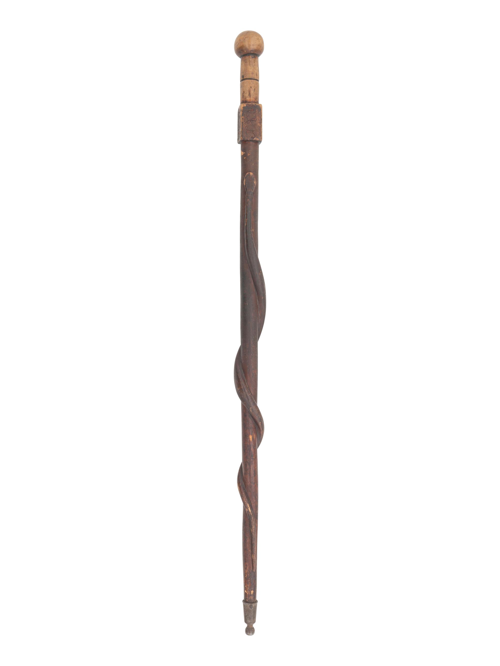 [CIVIL WAR]. Camp Chase, Ohio, folk art carved walking stick.