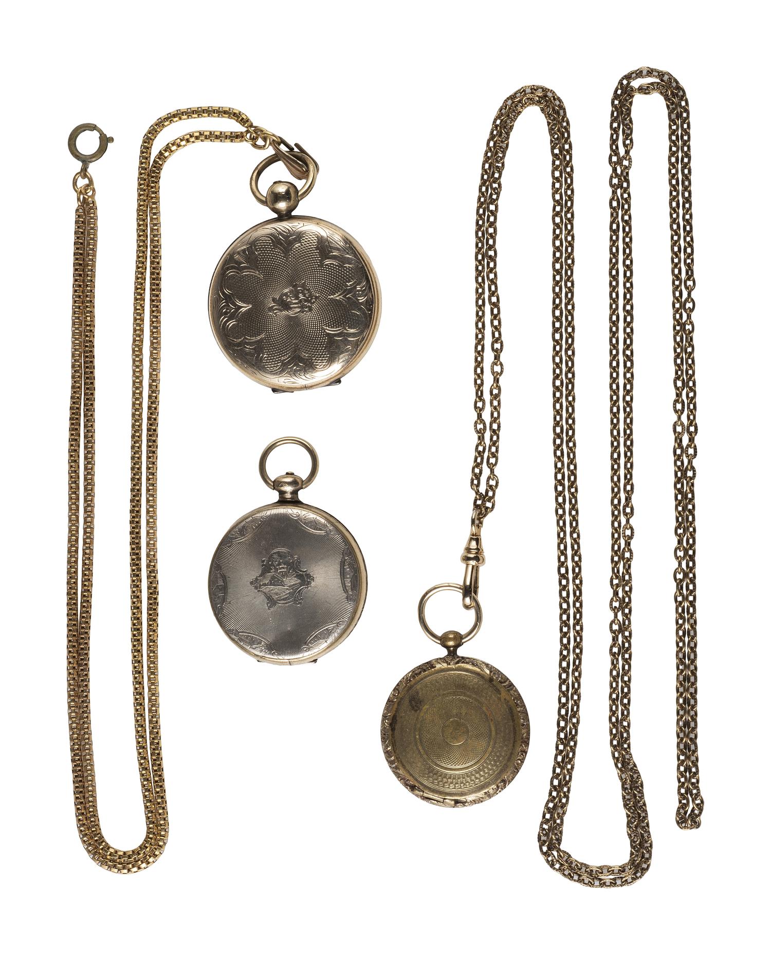 [EARLY PHOTOGRAPHY]. 11 lockets containing daguerreotypes and tintypes.