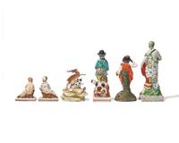 A collection of nine Staffordshire figures, England, late 18th / early 19th century