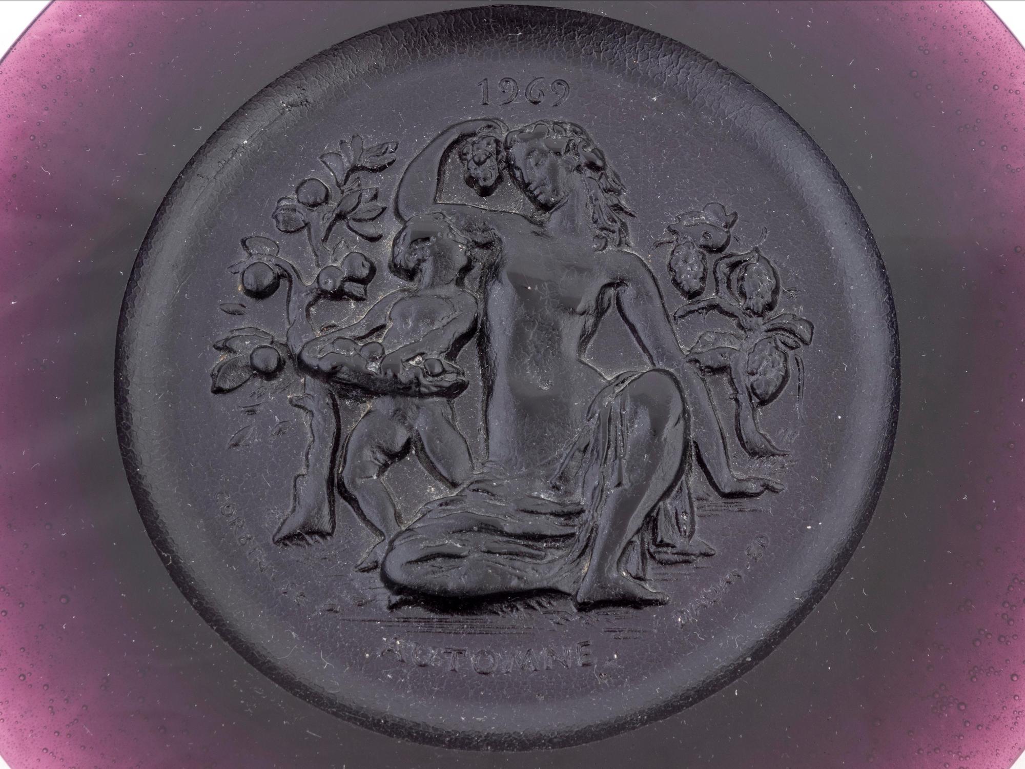 Four Daum Glass Articles and a Plate — 20TH CENTURY