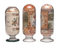 A Collection of John A. Adams Sand Art Bottles, Along with Custom Box and Unused Bottle