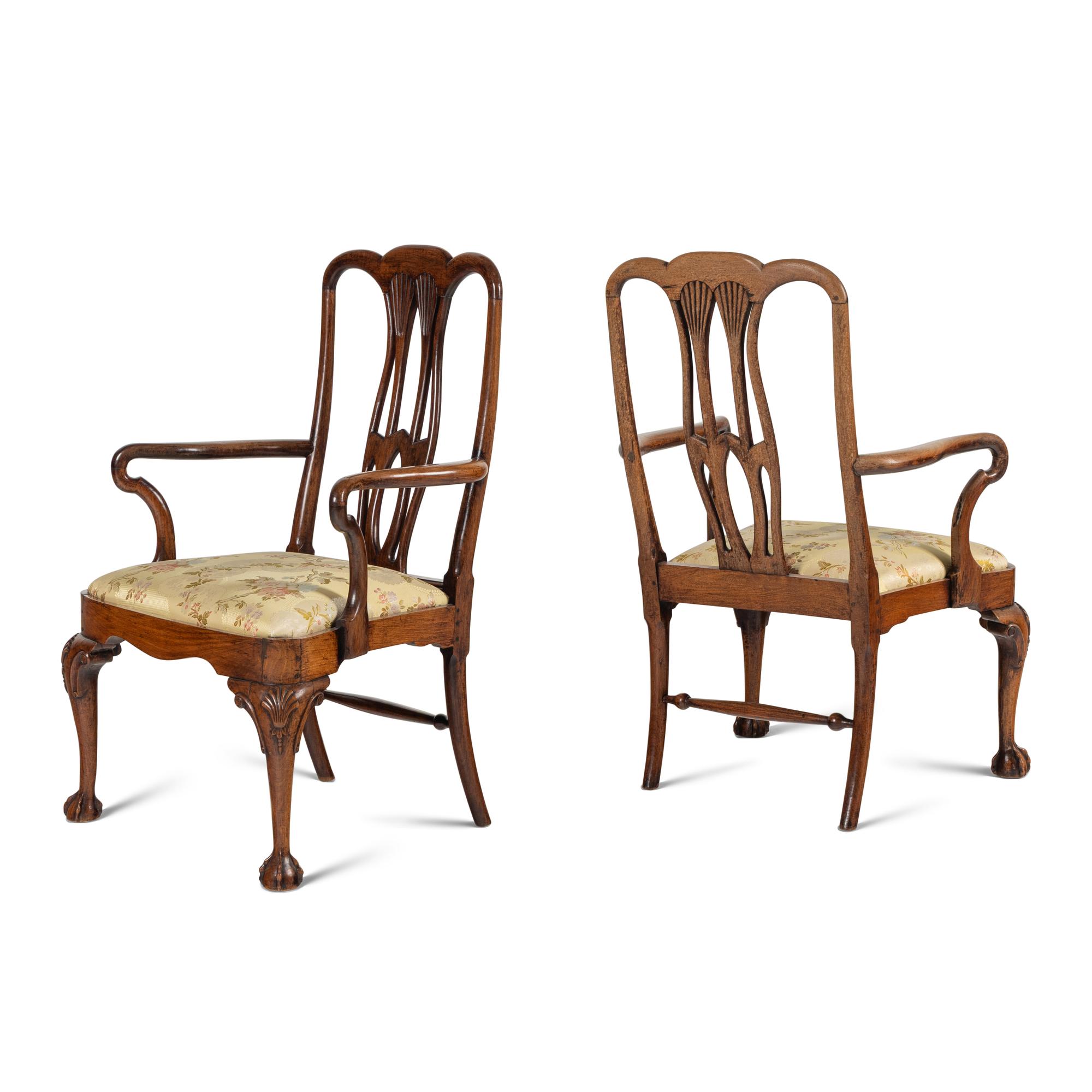 A Set of Four George I Walnut Armchairs