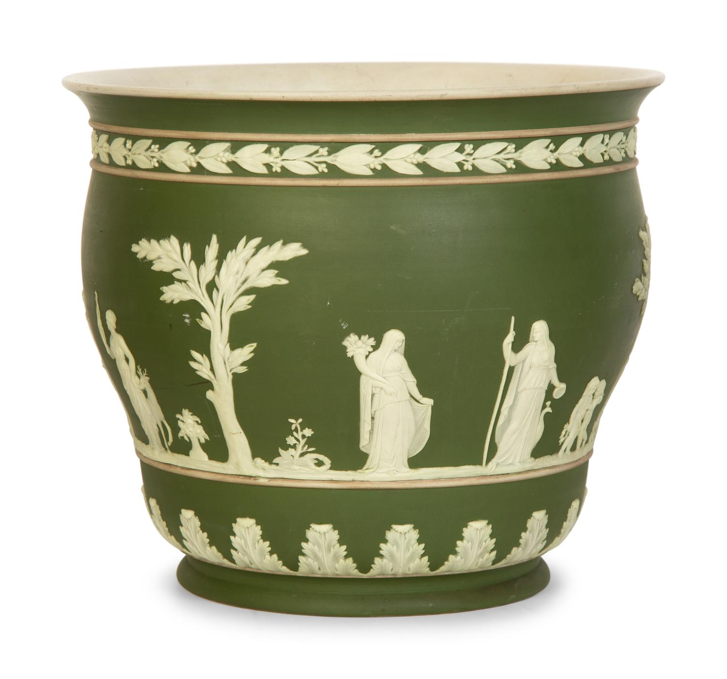 A Group of Five Porcelain Jardinières or Cache Pots