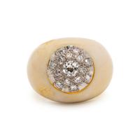 DIAMOND AND WHITE ENAMEL RING