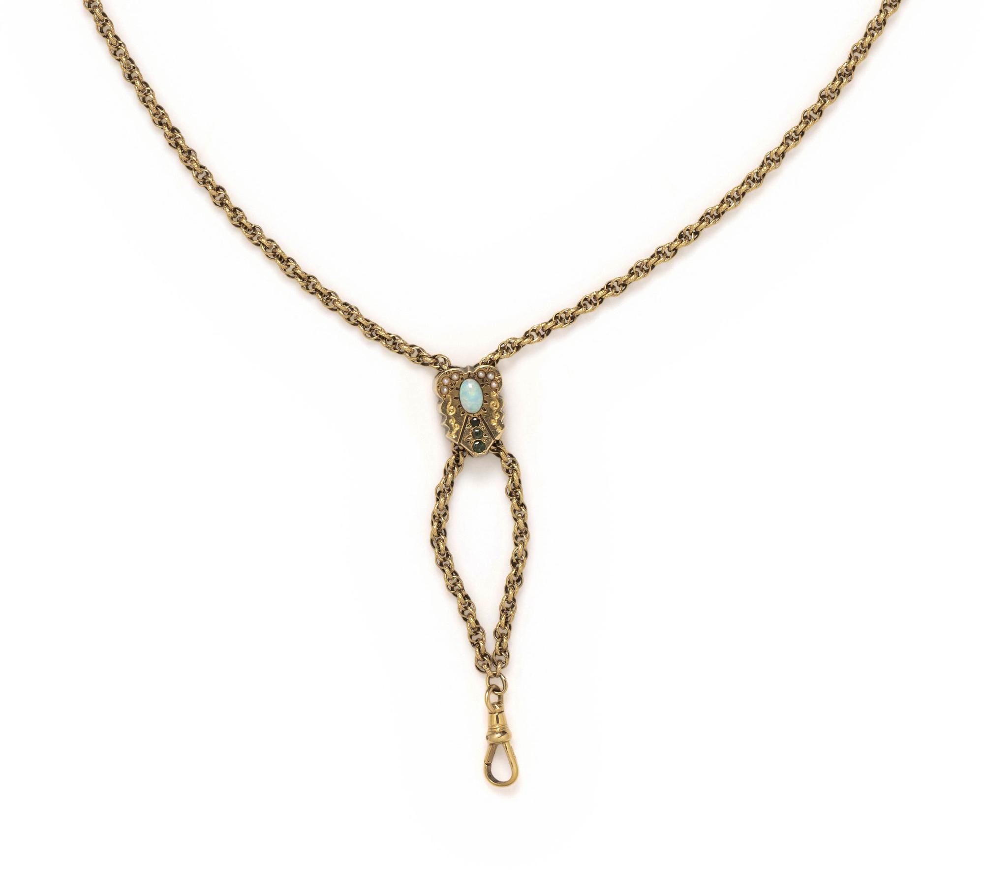 YELLOW GOLD WATCH CHAIN AND SLIDE