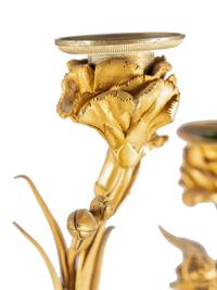 A Pair of French Gilt Bronze and Marble Candelabra