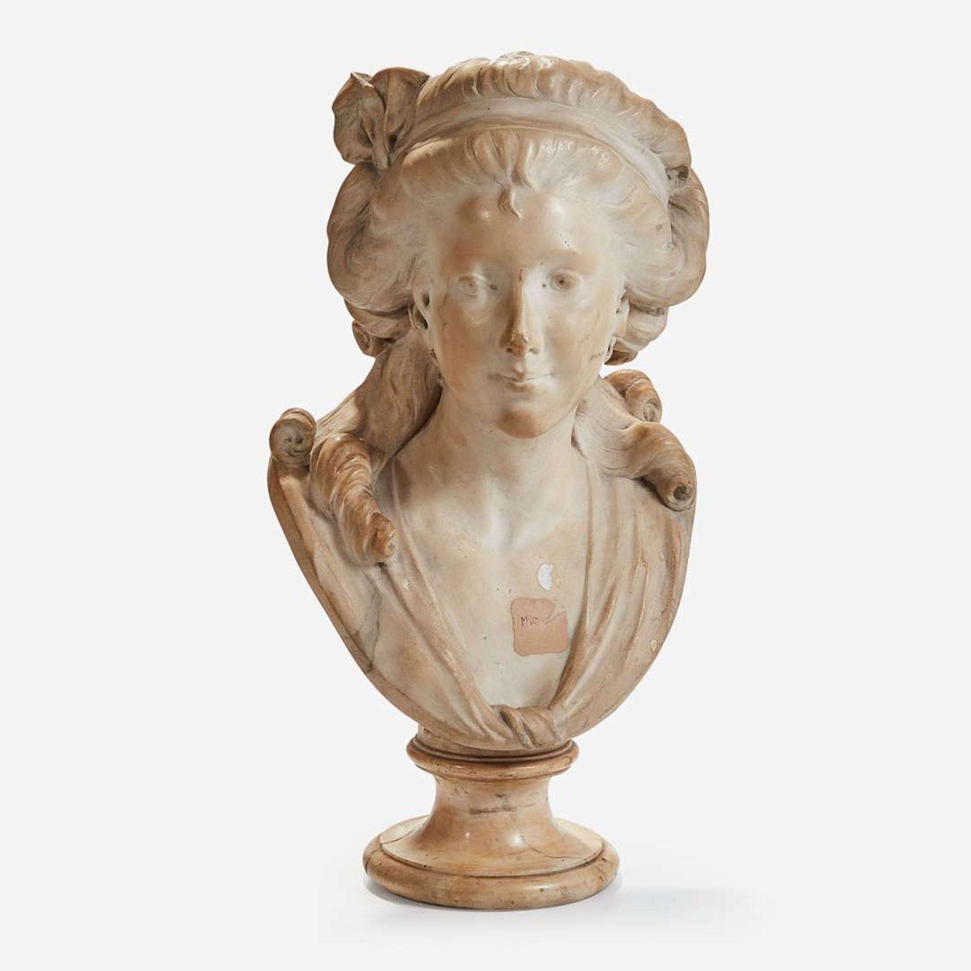 A Carved Marble Bust of Marie Antoinette late 19th/early 20th century