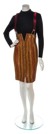 A Bob Mackie Black and Orange Beaded Knit Dress, Size 8.