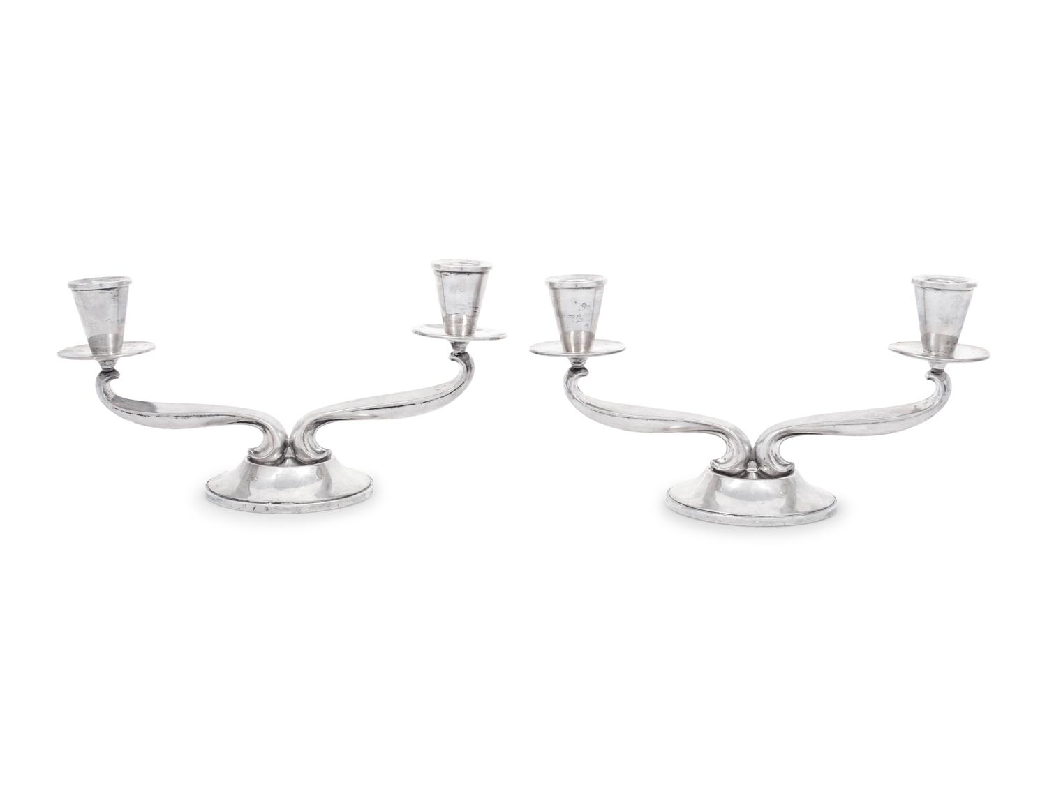 A Pair of American Silver Two-Light Candelabra