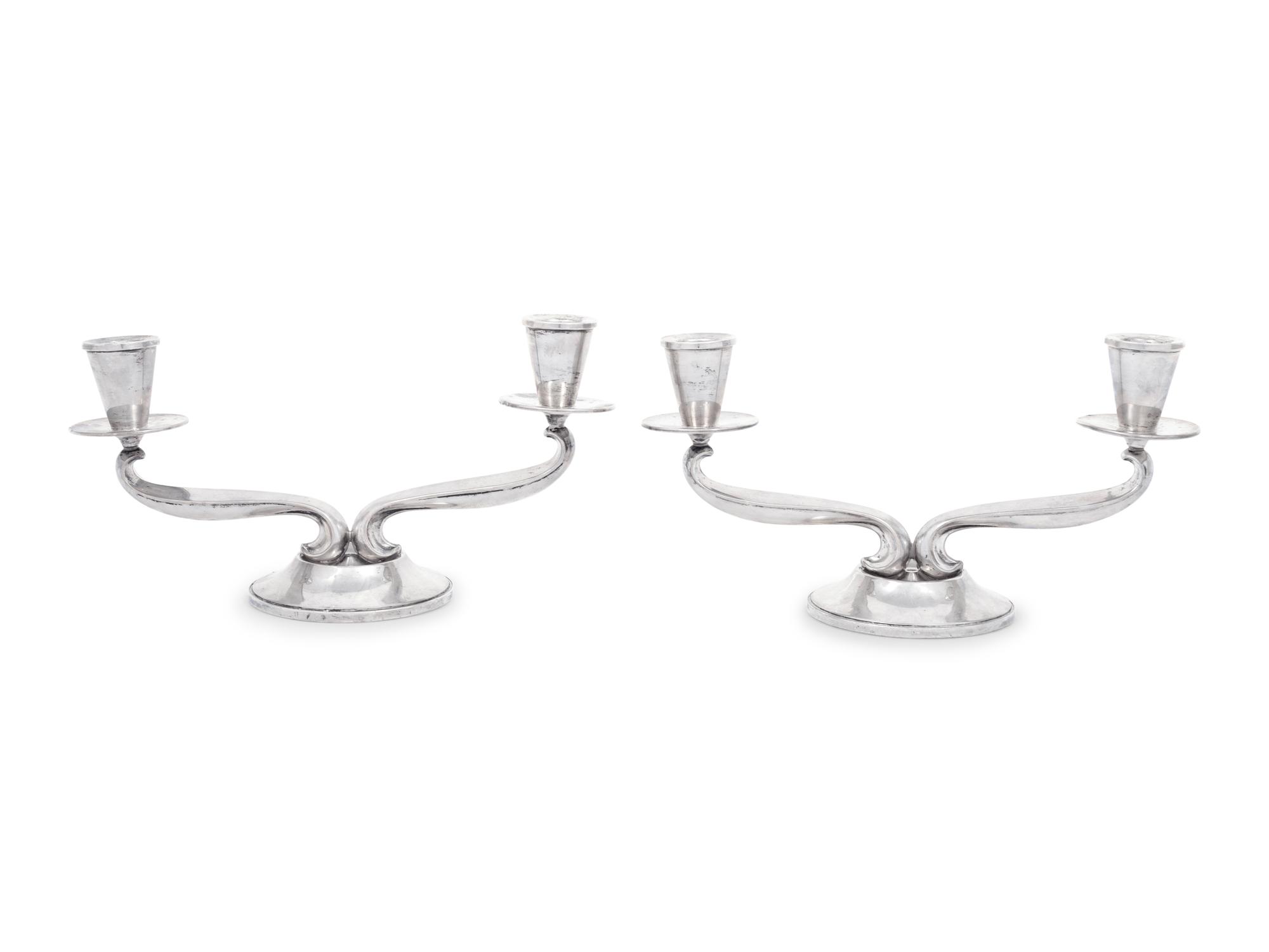 A Pair of American Silver Two-Light Candelabra