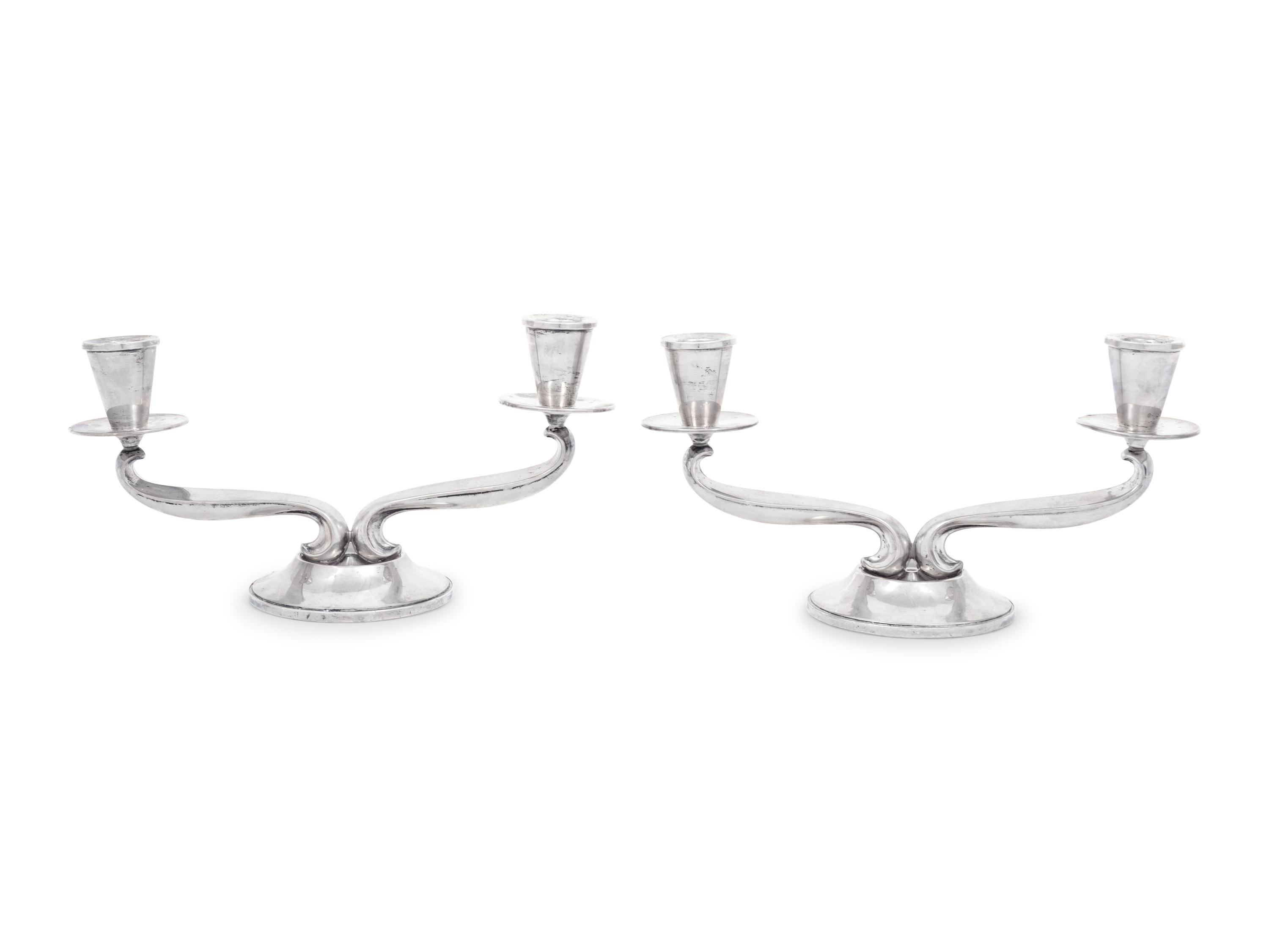 A Pair of American Silver Two-Light Candelabra