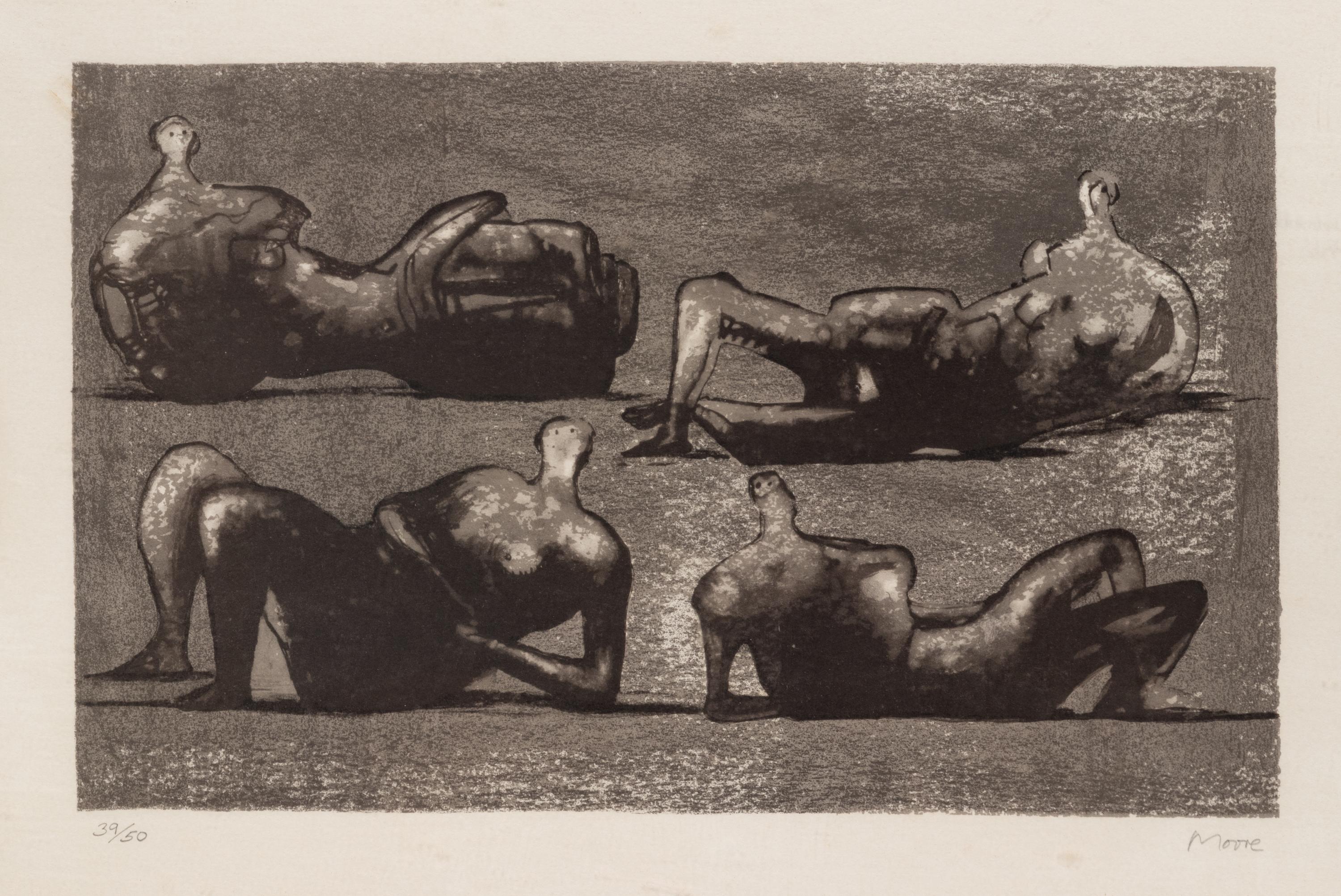 Four Reclining Figures with Architectural Background