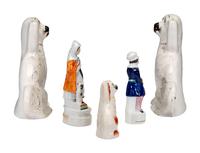 Five Staffordshire Glazed Dogs and Figures