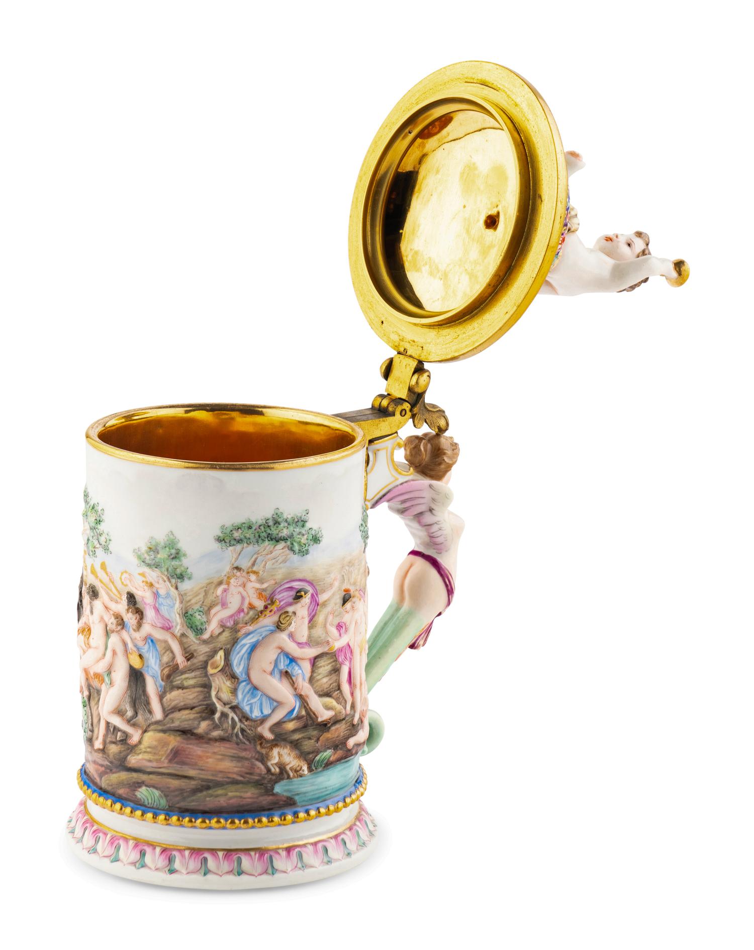 A Capodimonte Style Porcelain Tankard