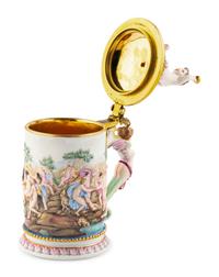 A Capodimonte Style Porcelain Tankard