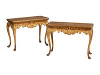 A Pair of Louis XV Style Giltwood Console Tables