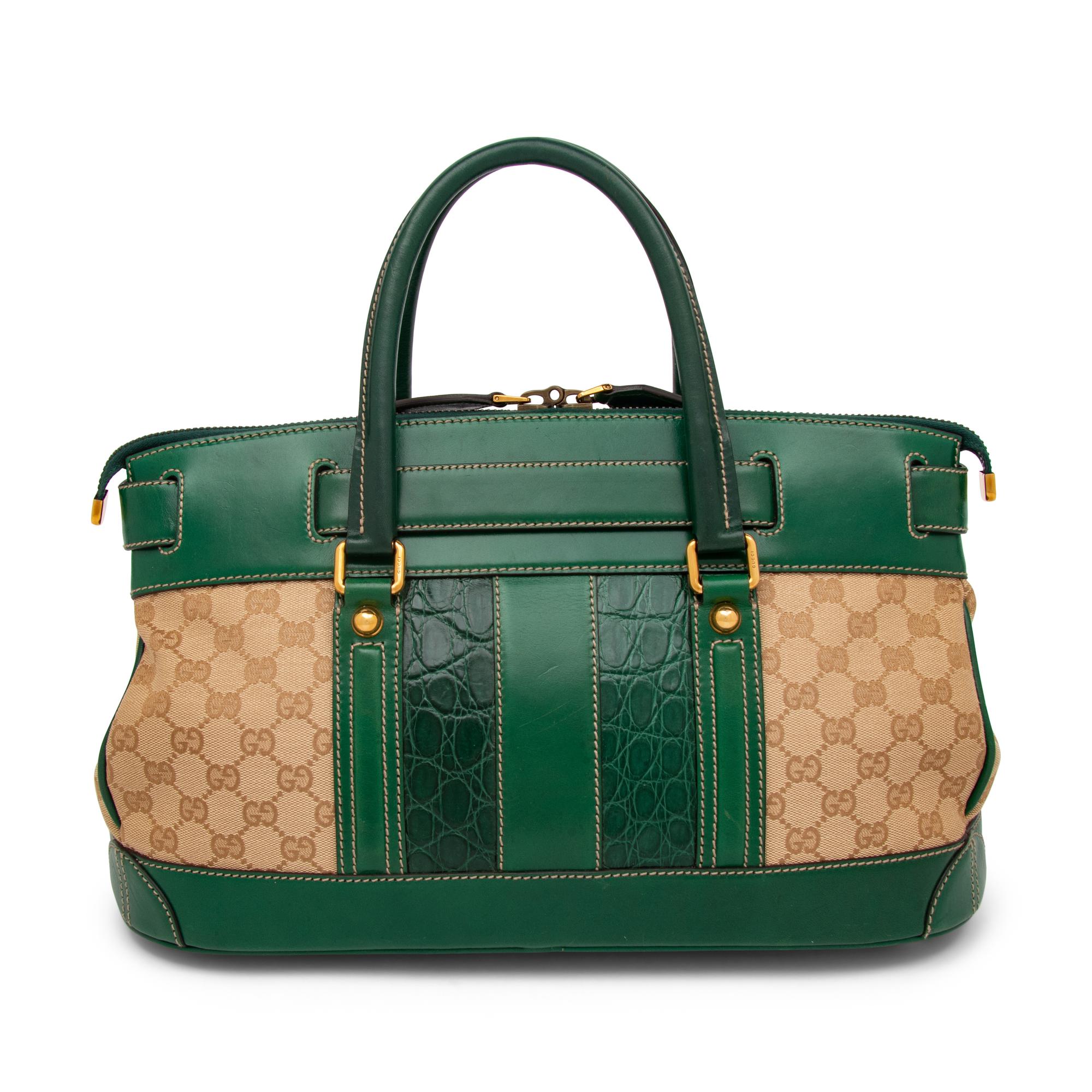 Gucci, Monogram Secret Satchel with Crocodile Trim