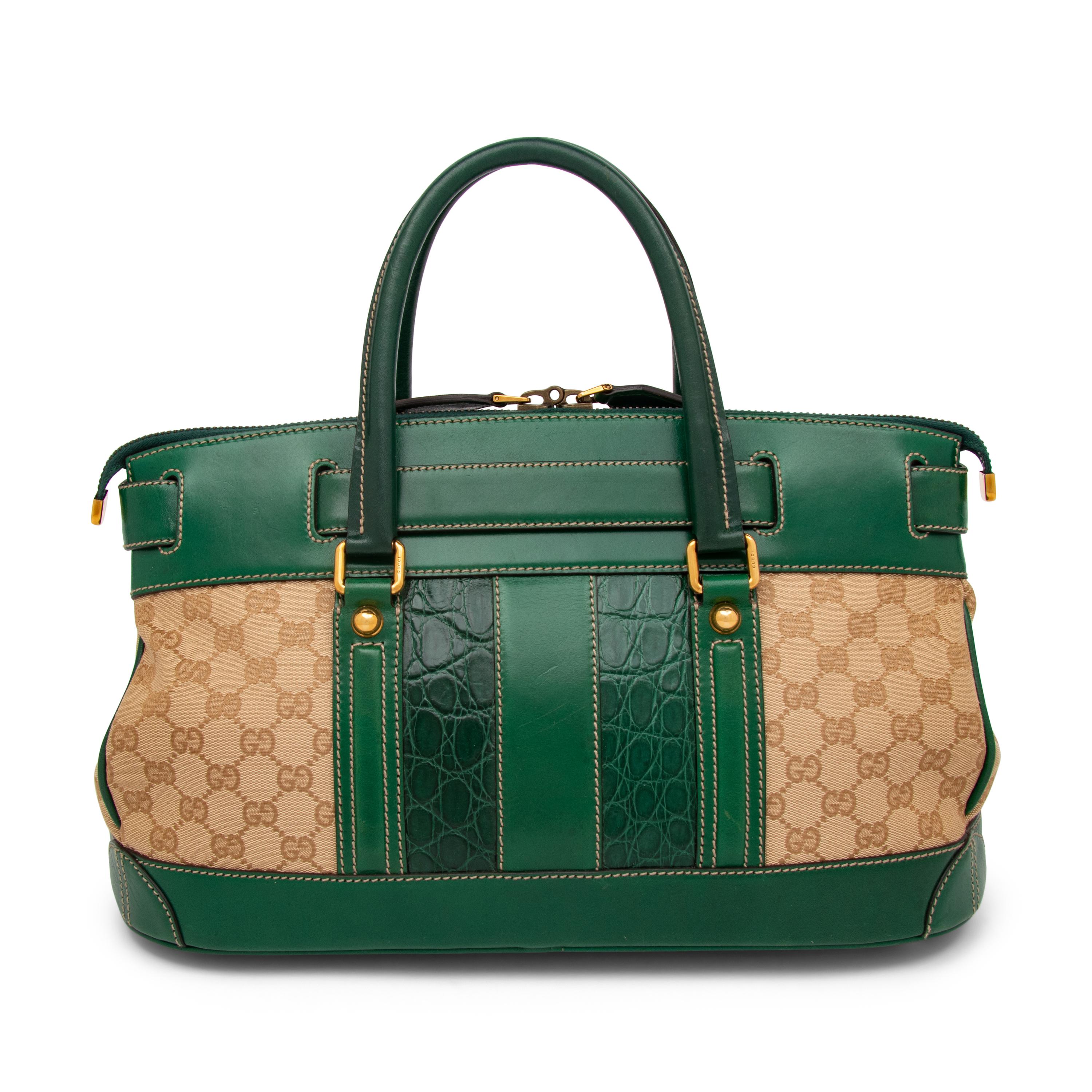 Gucci, Monogram Secret Satchel with Crocodile Trim